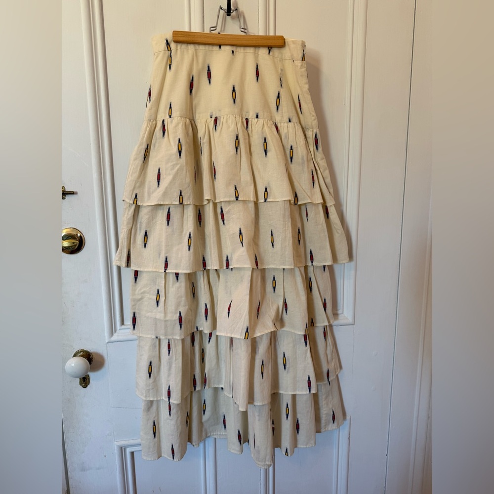 Nordstrom Ivory and Black Patterned Maxi Skirt